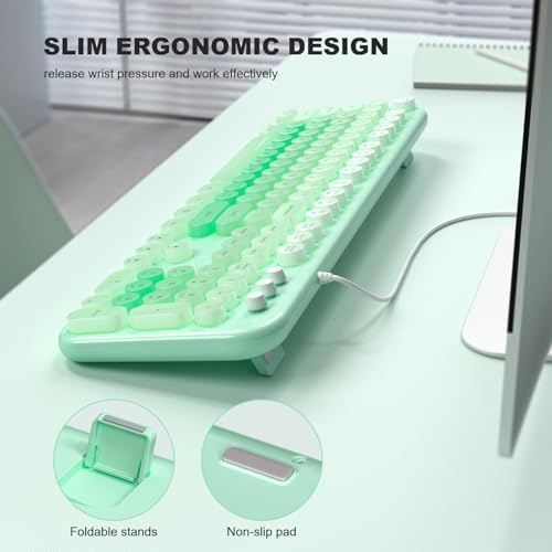 Illuminate Your Workspace with the Large Print Backlit Keyboard – Ergonomic USB Wired Multimedia Keyboard with Rainbow LED Lighting for Enhanced Comfort and Visibility on Windows PCs & Laptops