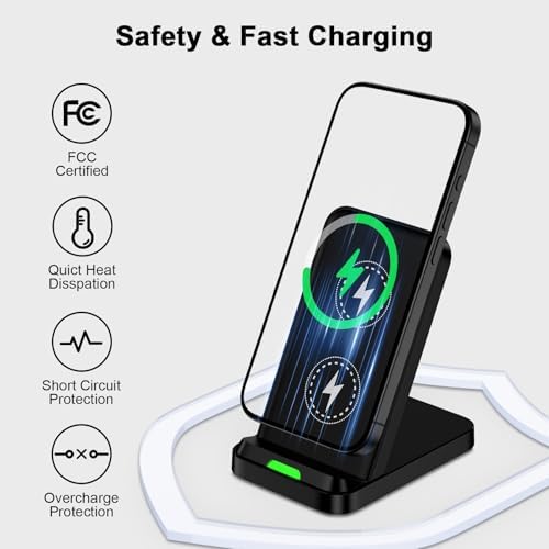 Ultra-Fast Wireless Charging Stand for Google Pixel 9 Series – Dual-Position Dock with QC Adapter for Pixel 9 Pro, 9 A, 8 Pro, Samsung Galaxy S25 Ultra, i Phone – Advanced 4 Modes & Smart Charging Guidance for Optimal Device Safety and Efficiency