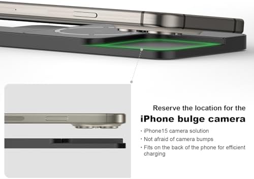 Magnetic Fast Wireless Car Charger Pad – 15 W Cordless Charging Mat for i Phone 16/15/14/13/12 & Air Pods – Innovative Design with Camera Cutout for Enhanced Fit – Includes 40 W QC 3.0 Car Charger – Overheating Prevention Technology – High-Speed Dual Port Charging for Optimal Performance