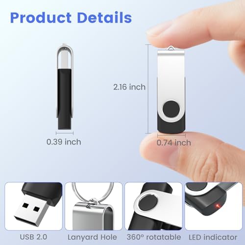 ABLAZE 20-Pack Portable 2 GB USB Flash Drives with Lanyards – Reliable USB 2.0 Thumb Drives for Effortless Data Storage and Transfer – Ideal for Students, Professionals, and Promotional Use – Compact Swivel Design for Enhanced Portability and Compatibility