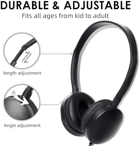 Bulk 25-Pack Classroom Headphones for Kids – Colorful 3.5 mm Earphones Perfect for Student Engagement and Group Learning – Comfortable, Durable Design for Everyday Academic Use