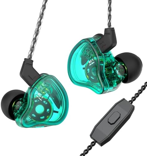 CCZ Melody Wired In-Ear Monitors with Detachable Cable – Superior Hi-Fi Bass Earbuds for Musicians and Singers, Featuring Dual-Driver Technology and Built-in Microphone, Stylish Green Finish for Stage and Studio Excellence