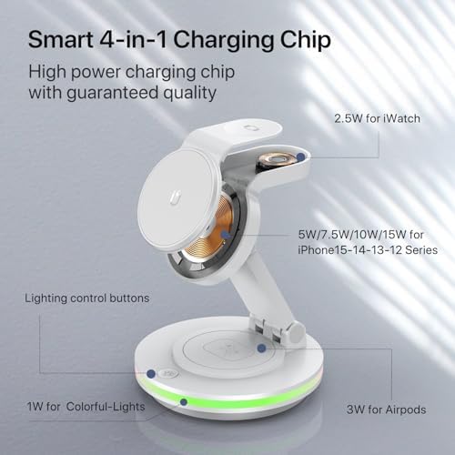 Ultimate 3-in-1 Foldable Charging Station for i Phone, Apple Watch & Air Pods – Magnetic Wireless Charger with Fast Charging for i Phone 11-16 Series, Pro Max Compatibility, Sleek Portable Design for Home & Travel
