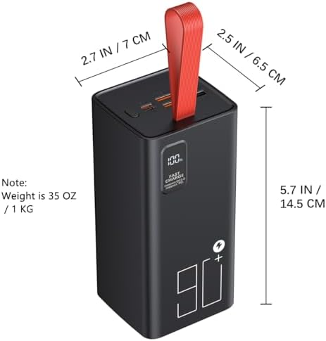 Ultimate 90000 m Ah High-Capacity Power Bank – Fast Charging 30 W PD & QC 3.0 Portable Charger with 5 Outputs & 2 Inputs – LED Display for Real-Time Monitoring – Optimal Compatibility with Phones, Tablets, Headsets & Smartwatches – Essential for Travel, Camping & Daily Use