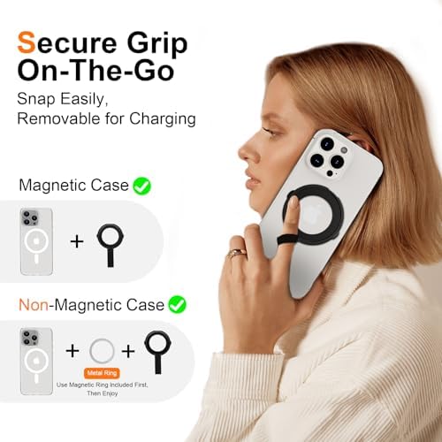 Revolutionary Magnetic Phone Grip Stand for i Phone 16 Series – 2-Pack Magsafe Kickstand & Ring Holder for Secure Handling, Effortless Wireless Charging, & Hands-Free Viewing – Compatible with i Phone 15 & 16 Models – Elevate Your Smartphone Experience with Durable Design & Sleek Aesthetics