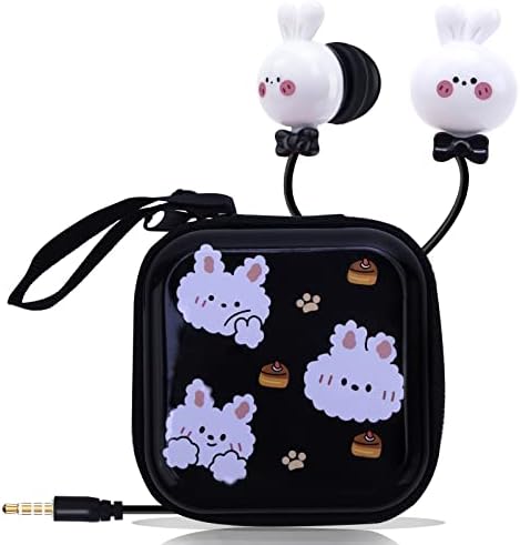 Whimsical Kids Rabbit Earbuds with Microphone – Premium In-Ear Headphones for Learning, Play & Adventure – Includes Colorful Storage Case for Effortless Organization – Ideal Gift for Young Music Lovers