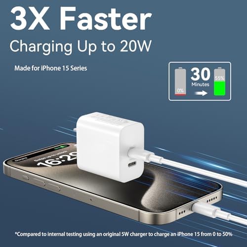 20 W Dual-Port USB-C Fast Charger with 6.6 FT Cable – Ultimate Power Solution for i Phone 15/16 Pro Max & Android Devices – Efficient Travel Companion Designed for rapid charging, this 20 W Dual-Port USB-C Charger ensures your i Phone 15/16 Pro Max and Android devices stay powered up with maximum efficiency. Featuring a generous 6.6 FT USB-C to C cable, this charger eliminates the inconvenience of short cords while allowing you to multitask with ease. Its dual-port design offers the ability to charge two devices simultaneously, making it ideal for busy professionals and frequent travelers. Enjoy broad compatibility across multiple Apple and Android devices, ensuring versatility for all your charging needs. The compact and lightweight structure of this charger enhances portability, making it an essential accessory for your on-the-go lifestyle. Built with high-quality materials, this charger prioritizes durability and safety, giving you peace of mind while delivering fast charging performance. Elevate your charging routine and stay connected wherever life takes you with this indispensable charging solution.