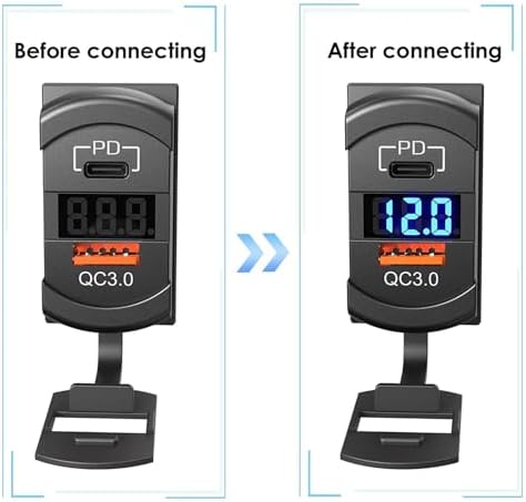 Ultimate 12 V Dual USB Fast Charger with QC3.0 & PD Type C – Marine Boat & RV Compatible Adapter Featuring LED Voltmeter for Real-Time Voltage Monitoring – Reliable Power for All Your Devices on the Go