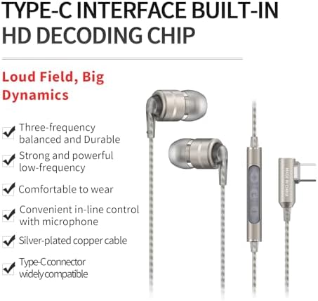 Unleash Superior Sound Quality with Sound MAGIC E80 D Digital USB-C Wired Earbuds – Ultimate Hi-Fi Stereo Performance, Deep Bass Response, and Exceptional Noise Isolation for Android Users, Stylish Gunmetal Design Ideal for Music and Hands-Free Calls