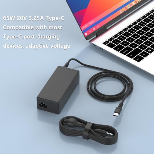 High-Efficiency 65 W USB-C Charger for HP Chromebooks and Elite Books – Fast Charging AC Adapter for Pro Book 440/450 & X360 Series – Universal Compatibility Ensuring Optimal Performance – Ideal Replacement for 45 W HP Chargers with Enhanced Power Delivery