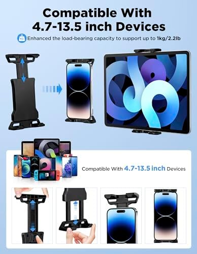Transform Your Performance with LZSIG’s Adjustable Tablet & Power Bank Mount Holder for Mic Stand – Universal Compatibility for 4.7 to 13.5-Inch Devices, Perfect for Musicians and Content Creators – Enhance Stability, Accessibility, and Device Charging During Live Shows and Recording Sessions