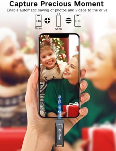 Gulloe 512 GB Flash Drive for i Phone, i Pad, Android & PC – Effortless Plug and Play USB Memory Stick with No App Needed, Sleek Metal Silver Design for Fast Photo and Video Backup, Perfect Storage Expansion Solution