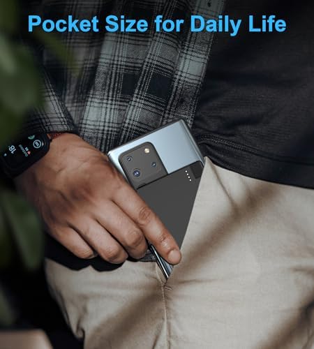 TNTOR Ultra-Slim USB-C Power Bank with Built-in Cable – Pocket-Sized Charger for i Phone 15/16 and Android Devices – Fast Charging, Lightweight, and Wallet-Friendly Battery Pack for On-the-Go Power Solutions