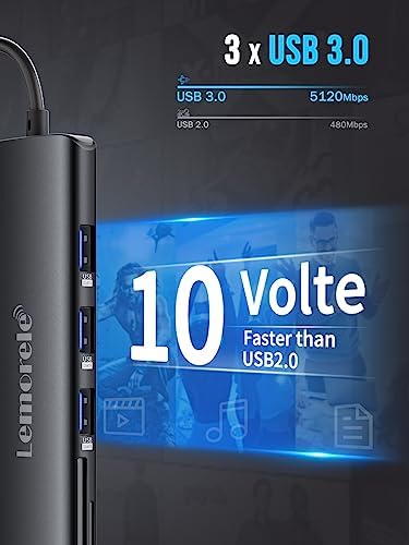 Unlock Seamless Multitasking with the Lemorele 8-in-1 USB C Hub Adapter – Featuring 4 K HDMI Output, 100 W Fast Charging, and USB 3.0 High-Speed Transfers for Ultimate Device Connectivity – Compact & Stylish Design Perfect for Mac Book Pro, XPS, Chromebook, and More