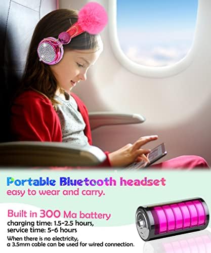 Light Purple Unicorn Cat Ear Bluetooth Headphones for Kids – Safe Listening with Volume Limiting, FM Radio & Dual Connectivity for Fun Learning and Entertainment – Ideal for School, Laptops, and Smartphones