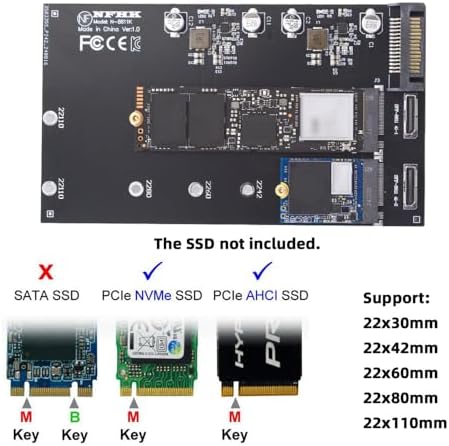 Maximize SSD Performance with NFHK M.2 to Oculink Adapter – Dual 2-to-2 PCIe NVME/AHCI Connector for Enhanced Speed | Supports 2230/2242/2280/22110 mm Drives | Ideal for High-Performance Gaming & Content Creation | Plug-and-Play Installation for Seamless Upgrades | Durable, Compact Design for Reliable Connections