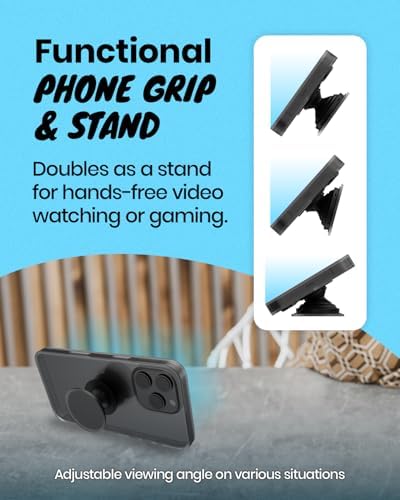 Sleek Matt Black Collapsible Phone Grip & Stand – Ergonomic Magnetic Holder for Secure Device Control & Hands-Free Viewing – Stylish All-Black Design for Enhanced Compatibility & Portability