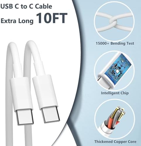 20 W USB-C Fast Charger with 10 FT Cable for Ultimate Device Compatibility – Efficient Charging Solution for Air Pods Pro 2, Air Pods Max 2, and i Phone 15/16 – High-Performance Wall Adapter for Unmatched Flexibility and Rapid Power Delivery