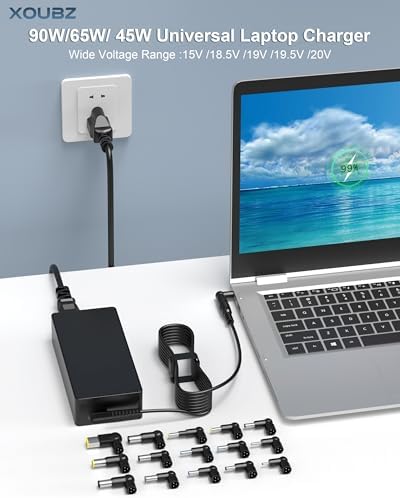 90 W Universal Laptop Charger with 16 Tips – Fast Charging AC Adapter for HP, Dell, Lenovo, Acer, Asus, Toshiba, and More – Global Compatibility 100-240 V Input – Ideal for Notebooks, Ultrabooks, and Chromebooks – Enhanced Power Delivery and Reliability