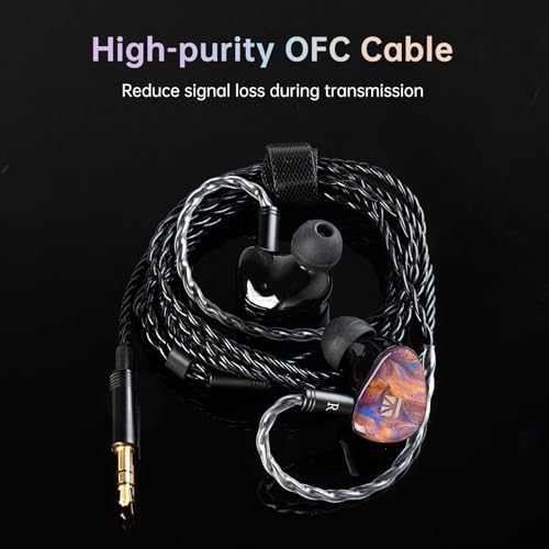 KBEAR KB02 Vibrant Resin Bone Conduction Earbuds – High-Performance In-Ear Monitors for Musicians, Ergonomically Designed with Dynamic Driver Technology, 2 Pin 4 N OFC Cable, and 3.5 mm Compatibility for Superior Sound Clarity and Extended Comfort