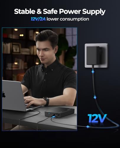 ORICO USB 3.0 External Hard Drive Enclosure for 3.5/2.5 Inch SATA Drives – Effortless Tool-Free Setup, 20 TB Capacity, UASP Acceleration for Superior Data Transfer Speeds, and Reliable 12 V/2 A Power Supply – Ideal Solution for Expanding Storage and Secure Data Transfers