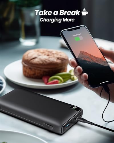 SOARAISE 26800 m Ah Power Bank with Integrated Cables – 22.5 W Fast Charging Portable Charger for Phones & Tablets – Ultimate USB C PD & QC 3.0 Compatibility for On-the-Go Convenience