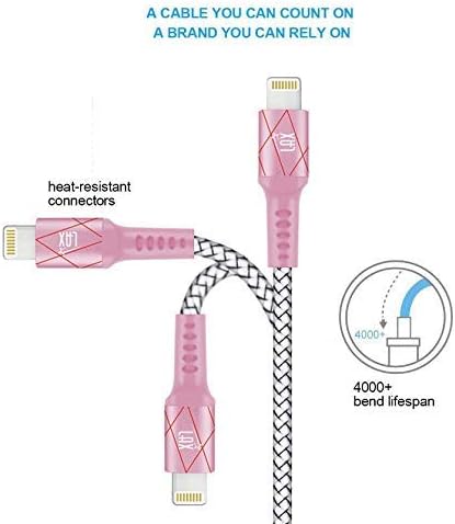LAX MFi Certified Lightning Cable for i Phone & i Pad – 6 ft Durable Braided USB Cord with Fast Charging Capability for Enhanced Performance and Compatibility Across All Devices