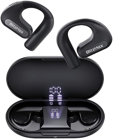 Experience Unmatched Sound Clarity with Open Ear True Wireless Earbuds – Advanced Noise Cancellation, Enhanced Bass, and 60 Hours Playtime – Perfect for Active Lifestyles and Outdoor Adventures – Bluetooth 5.3 Connectivity with LED Power Display and IPX5 Water Resistance for Ultimate Durability – Ideal for Running, Work, and Everyday Use