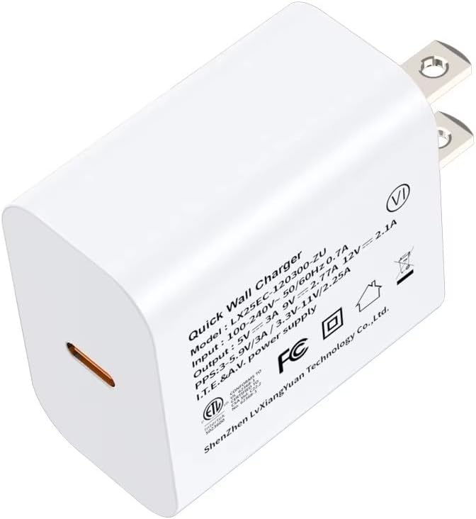 Rapid Charge 25 W USB-C PD Wall Charger with Dual Cables – Travel-Friendly Fast Charging Solution for i Phone 15/14/13/12, Samsung Galaxy S24/S23, Google Pixel, and i Pad – Compact Design for On-the-Go Power Delivery with Enhanced Safety Features