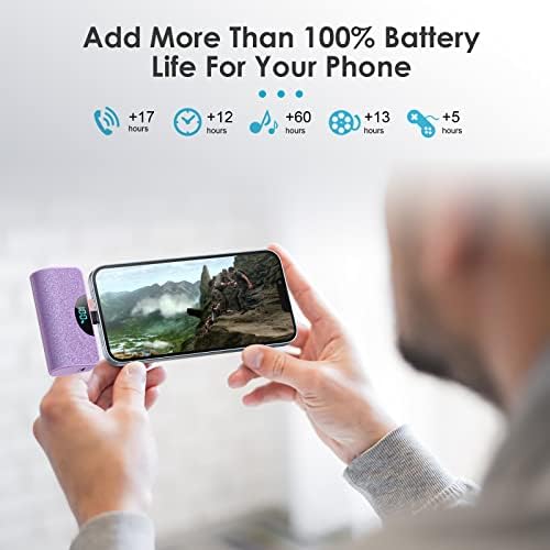 Ultra-Compact 5200 m Ah Power Bank for i Phone – 20 W PD Fast Charging Mini Portable Charger for i Phone 14 Pro Max/14/13/12/11/XR/X/8/7/6/SE – Lightweight Battery Pack with Intelligent Charging Technology for On-the-Go Power