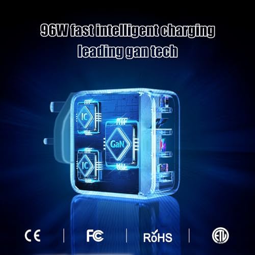 96 W USB-C Fast Charger for Mac Book Pro & All USB-C Devices – High-Speed Power Delivery, Universal Compatibility, Compact Travel Design with Safety Protections – Ideal for Laptops, Tablets, Smartphones – Reliable Charging Performance, 90-Day Return Policy