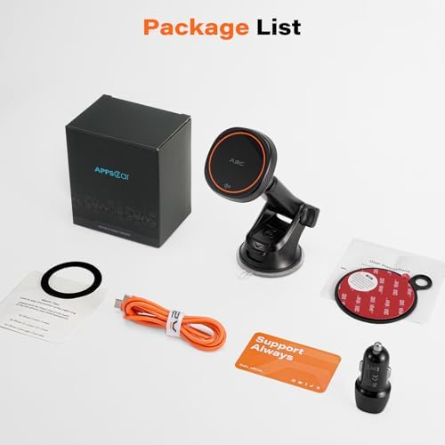 APPS2 Premium Mag Safe Car Mount for i Phone 16/15/14/13/12 – Advanced Dashboard Holder with Strong Suction & Wireless Charging Compatibility – Perfect for Safe Navigation and Hands-Free Calls
