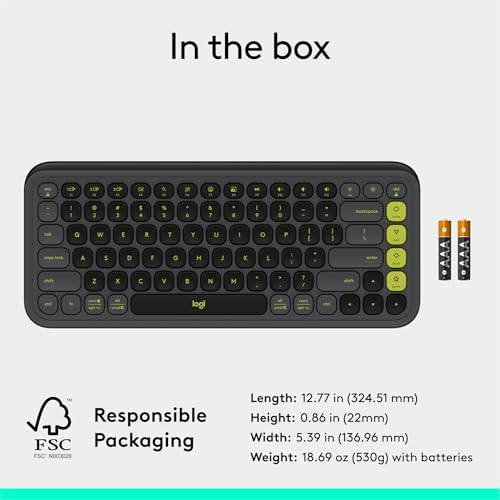 Elevate Your Workspace with the Logitech POP ICON Wireless Bluetooth Keyboard – Stylish Graphite & White Design, Effortless Multi-Device Switching, Comfortable Low-Profile Typing, and Customizable Keys for Enhanced Productivity on Laptops, Tablets, and PCs