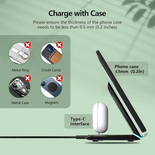 Premium 2-in-1 Fast Wireless Charging Station for Samsung Galaxy Z Fold 6/5/4/3 & Google Pixel 9 – Effortless Power-Up for Galaxy Buds, S Series, Note Series – Sleek Black Design with 3-Coil Technology for Optimal Efficiency and Compatibility