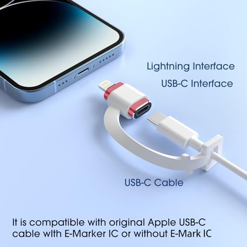 Tech Matte USB C to Lightning Adapter [4-Pack] – 12 W Fast Charging Solution for i Phone 14 & Earlier Models, i Pad, i Pod, Air Pods – Sleek Burgundy Red with Anti-Lost Holder for Ultimate Portability and Durability