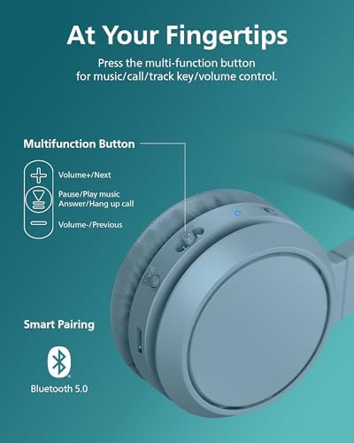PHILIPS H4205 On-Ear Wireless Bluetooth Headphones – Unleash Your Music with Enhanced BASS Boost, 32 mm Drivers, and 29-Hour Battery Life – Lightweight Comfort and Fast Charging for All-Day Listening in Stylish Blue – Perfect for Commuting, Workouts, and Home Relaxation