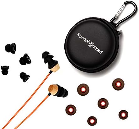 Symphonized ALN 2.0 Premium Genuine Wood Earbuds – Metallic Orange Noise-Isolating In-Ear Headphones with Tangle-Free Cable & Built-in Microphone for Enhanced Audio Compatibility and Immersive Sound Experience
