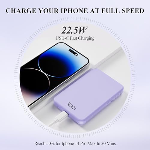 Suction-Enabled 5000 m Ah Wireless Power Bank – Ultra-Fast 22.5 W Portable Charger with USB-C for i Phone 16/15/14/13/12 & Android Devices – Sleek Blue Design for Effortless Charging on the Go