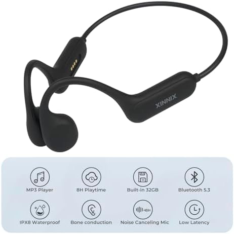 Revolutionary IPX8 Waterproof Bone Conduction Headphones with 32 GB Built-in MP3 Player – Wireless Sports Earbuds for Swimming, Running, and Cycling – Secure Fit, Enhanced Surround Sound, and Unmatched Comfort for Active Lifestyles
