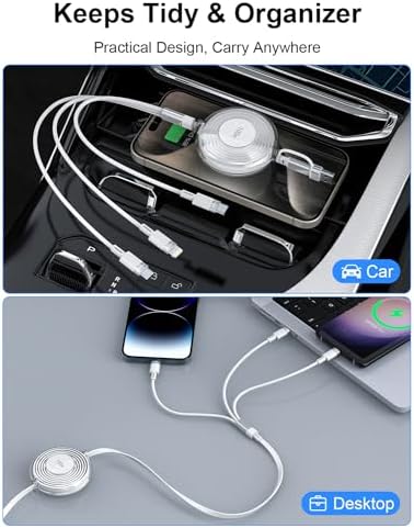 Versatile 3-in-1 Retractable Charging Cable for Ultimate Device Compatibility – 100 W Fast Charging USB-C, Lightning, and Micro USB for i Phone 16/15/14 Pro Max, Samsung Galaxy, Kindle – Portable Travel Charger with Sleek Black Design for Effortless Power on the Go
