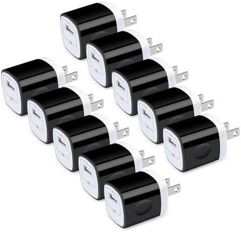 10-Pack USB Wall Charger Adapters – Efficient 1 A/5 V Fast Charging Blocks for i Phone 11 Pro Max to 16 & Samsung Galaxy S20 Ultra to S24 – Compact, Durable, and Travel-Friendly Power Solutions for All Your Devices