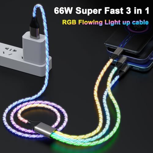 Illuminate Your Charging Experience with the 6 FT LED Light Up Flowing i Phone Charger – MFi Certified Lightning Cable for Fast Charging and Data Sync – Compatible with All Apple Devices Including i Phone 14/13/12/Pro/11/X/XS/XR/8/7/6/5 S/SE and i Pad – Stylish Glowing Indicator for Low-Light Visibility and Enhanced Durability
