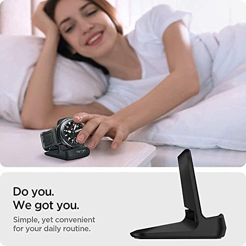 Spigen S352 Galaxy Watch Stand – Premium Charging Solution for Galaxy Watch FE, 4, 4 Classic, 3, and Active – Sleek Black Design for Enhanced Usability and Stability