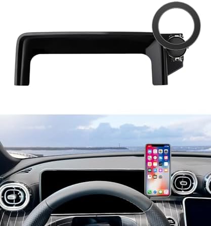 Premium 360° Rotation Car Phone Holder for 2023-2025 Mercedes Benz GLC & 2022-2025 C-Class – Mag Safe Compatible Mount for 12.3-Inch Digital Instrument Cluster – Secure Clip Design for Enhanced Stability & Hands-Free Convenience – Ideal Smartphone Accessory for Navigation and Calls