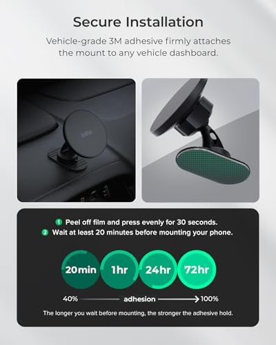 i Ottie i Tap 3 Magnetic Dashboard Smartphone Holder – Universal Car Mount for i Phone & Android with Mag Safe Support, Effortless One-Hand Operation, Quick Adhesive Setup for Secure and Safe Driving