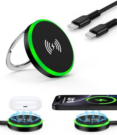 Ultra-Fast 15 W Magnetic Wireless Charger with Kickstand & 3.3 FT USB-C Cable – Optimized for i Phone 16/15/14/13/12, Air Pods & Samsung Galaxy – Enhanced Stability, Safety Features & Versatile Viewing Angles for Seamless Charging Experience