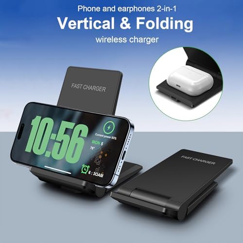 Revolutionize Your Charging Experience with Our 2-in-1 Foldable Wireless Charger Stand – 20 W Fast Charging for i Phone 16/15/14/13/12, Samsung Galaxy S24/S23/S22/S21, and More – Compact Design for Seamless Portability and Enhanced Compatibility with Air Pods and Galaxy Buds