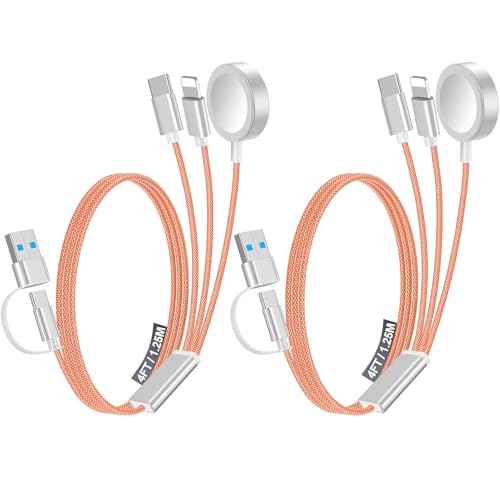 Ultimate 2-Pack Fast Charging Cable Set: Versatile USB A/Type C/Lightning Cables for Quick Charging of Apple Watch & i Phone, 4 FT Length for Seamless Travel Compatibility with i Phone 11-16, i Pad, Apple Watch Ultra & SE, Durable Multi-Device Solution for Enhanced Power Efficiency and Convenience