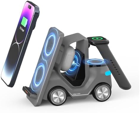 5-in-1 Wireless Charging Dock for Apple and Android Devices – Fast Charge Station for i Phone, Apple Watch & Air Pods – Sleek, Portable Design with Advanced Safety Features – Clutter-Free Solution for All Your Charging Needs