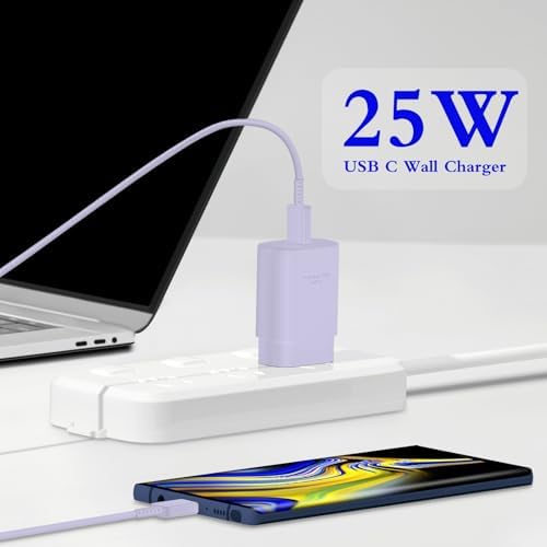 Experience Unmatched Fast Charging with the GUUSMART 2-Pack 25 W Type C Charger & 6 ft USB C Cable – Ideal for Galaxy S23 Ultra, i Phone 15 Series & More – Compact, Lightweight, and Sleek Black Design for On-the-Go Efficiency – Power Up to 3 x Faster with Enhanced Compatibility and Durability
